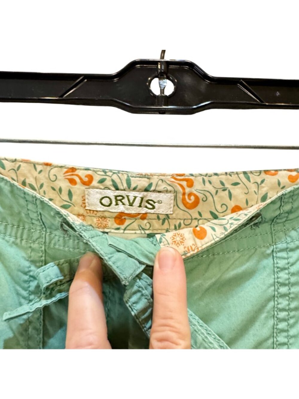 Orvis Cargo Cropped Pants Women's 6 Mint Green Cotton Hiker Gorpcore Roll Up - Picture 3 of 11